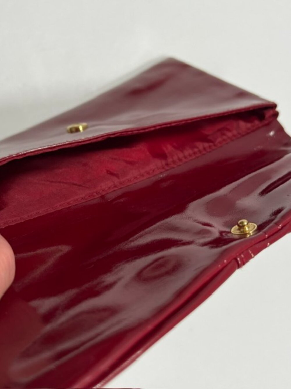 Estee Lauder Glossy Red Clutch with Mirror insert Patten-leather look Y2K Glam - Picture 9 of 9